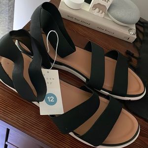 A New Day Woman Size 12 black stretchy Sandals. New with tags
